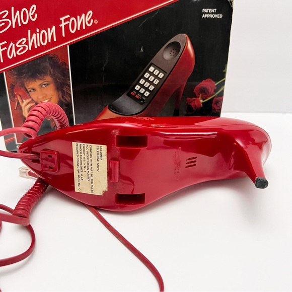 Vintage 1980s Red High Heel Stiletto Shoe Phone Telephone with Box - Picture 5 of 10